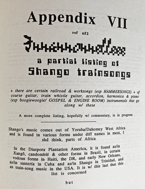 Kamau Brathwaite,  Barabajan Poems, Shango trainsongs