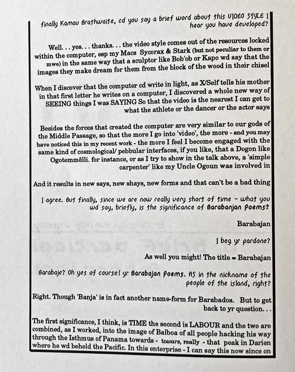 Kamau Brathwaite,  Barabajan Poems, Sycorax