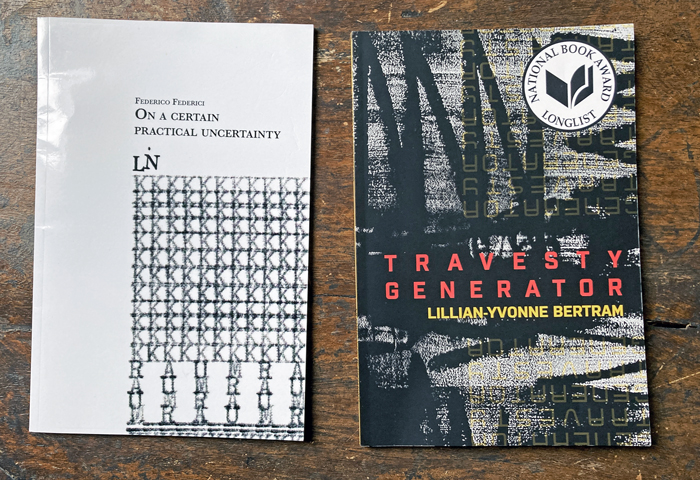 Travesty Generator by Lillian-Yvonne Bertram, On a Certain Practical Uncertainty by Federico Federici 